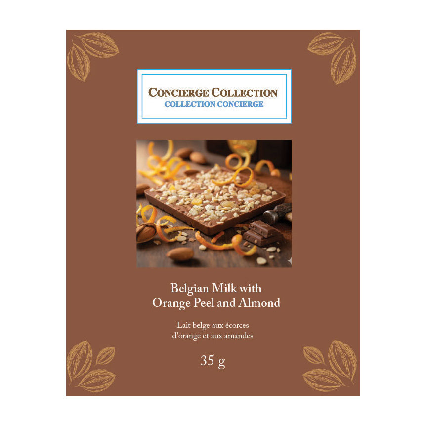 Belgian Milk Chocolate Bar with Orange Peel and Almond 35g
